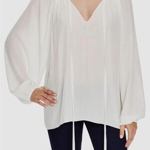 Ramy Brook NWT Womens Paris Poet V-Neck Long Sleeve Top Blouse Small White